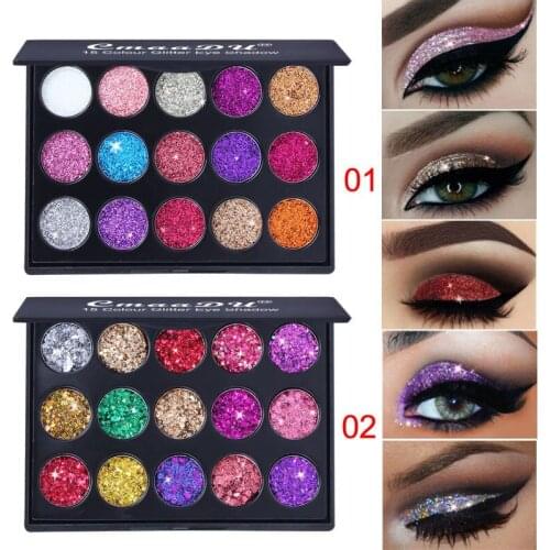 15 Colors Diamond Sequin Eyeshadow Palette Professional Women Shining Glitter Eye Shadow Makeup Powder Waterproof Cosmetic TSLM2