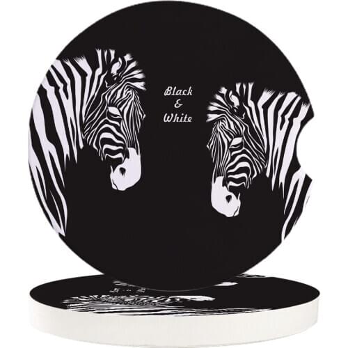 Nordic Zebra Black White Animal Car Water Cup Pad Automobile Door Trough Pad Water Cup Cushion Car Interior Water Mini Coaster