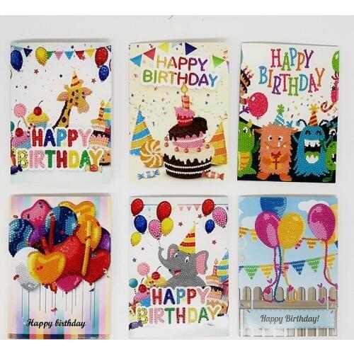 Happy Birthday Greeting cards diamond painting full round 5d greeting card diy painting kits Diamond embroidery cards 26x18cm