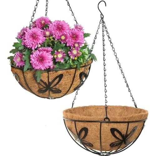 Garden Plant Basket Butterfly Coir Hanging Planter With Coconut Palm Lining Indoor Outdoor Wall Hanging Flower Pot Home Decor