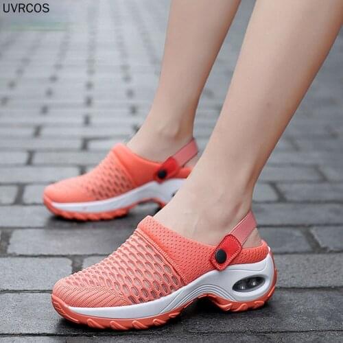 Women Mesh Shoes Heighten Air Cushion Ladies Shoes Platform Walking Sports Sandal Comfy Casual Breathable Wedges Slippers