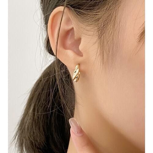 925 Sterling Silver Earring Fashion Twist Bow T-shape Ear Ring Semi-circle earring Sweet temperament Simple Woman Girl Ear Jewel