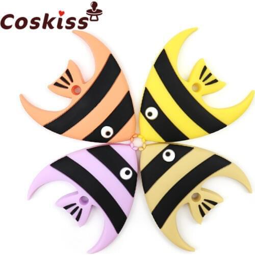 Fish Silicone Teether baby Teething Toy beads DIY chew Necklace Pacifier Chain Pendant Food Grade Silicone BPA Free Baby Product