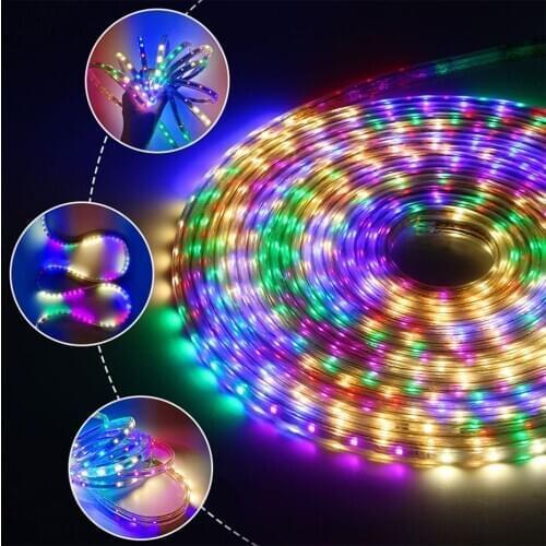 SMD 2835 AC 220V LED Strip Outdoor Waterproof Led Strip Light 220V with EU Plug 1M 5M 10M 20M 25M 30M 8Modes Colorful Led Tape