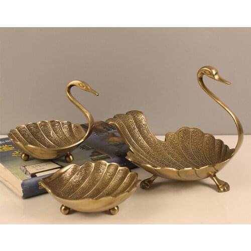 Plates for Food Fruit Nuts Tea Trays Brass Storage Tray Entrance Key Sundries Storage American Retro Plate Desktop Ornament Dish