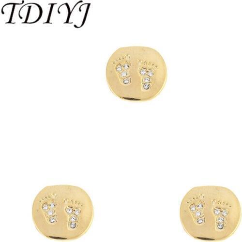 TDIYJ Arrival Keeper Crystal Baby Footprint Slide Charms for 10mm Stainless Steel Mesh Bracelets 6pcs/lot