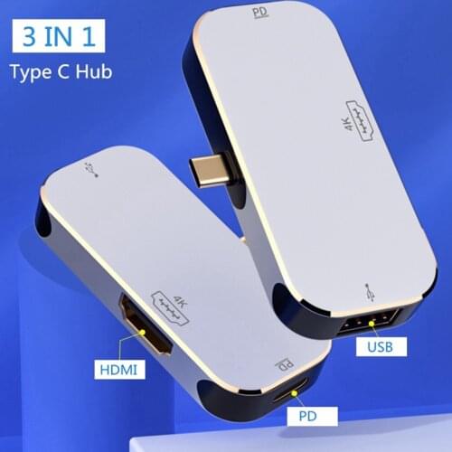 3 in 1 USB C HUB Type C to HDMI USB 3.0 Multiport Adapter Dock For Switch Game Console Laptop USB-C 3.1 Splitter Port Type C HUB