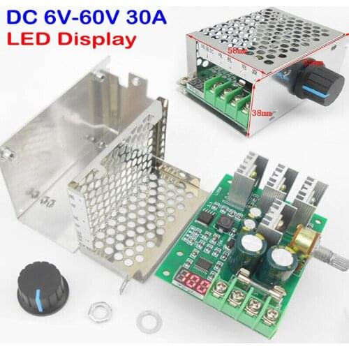 30A DC 6V-60V 12V 24V 48V PWM Motor Speed Controller 0~100% Adjustable Voltage Regulator Switch Control LED Digital Display