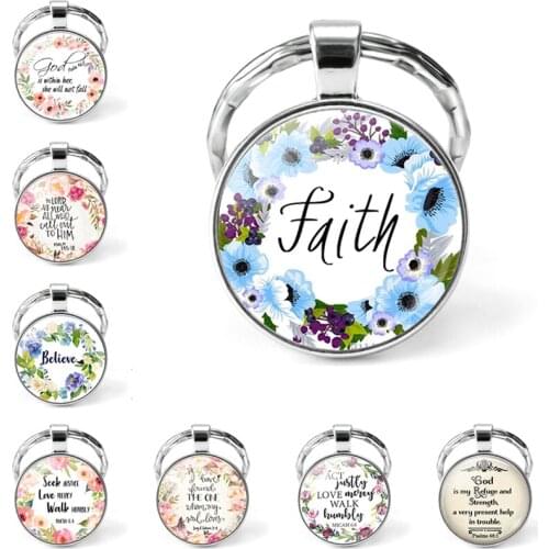 Faith Believe Keychain Bible Verse Keychain Scripture Key Rings Religious Keychains Proverb Brave Gift Inspirational Jewelry
