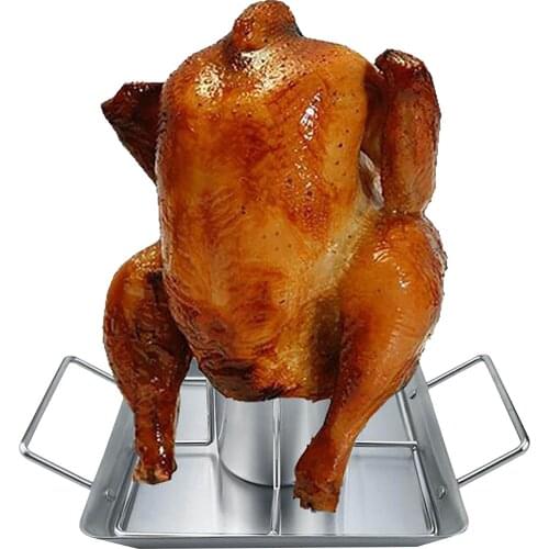 Chicken Roaster Rack-Stainless Steel Vertical BBQ Roasting Holder for Outdoor Grill or Oven-Dishwasher Safe Barbecue Stand