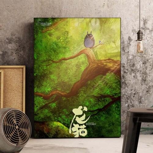 WTQ Miyazaki Hayao My Neighbor Totoro Poster Cartoon Canvas Painting Anime Vintage Posters Wall Art Kids Room Decor Home Deco