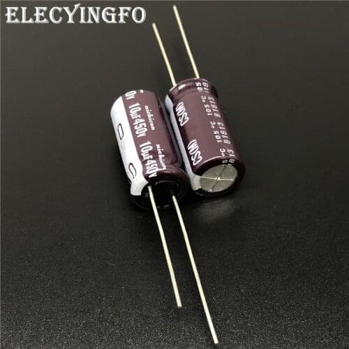 10Pcs/100pcs 10uF 450V NICHICON CS Series 10x20mm High Ripple Current High Reliability 450V10uF Aluminum Electrolytic capacitor