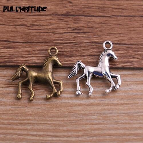 10pcs 22*23mm New Two Color Horse Charms Animal Pendants For DIY Jewelry Handmade Making Accessorie