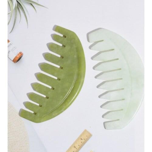 10pcs Nature Jade Comb Gua Sha Scraping Massage Spa Acupuncture Head Therapy Trigger Point Treatment On Head GuaSha Board Beauty