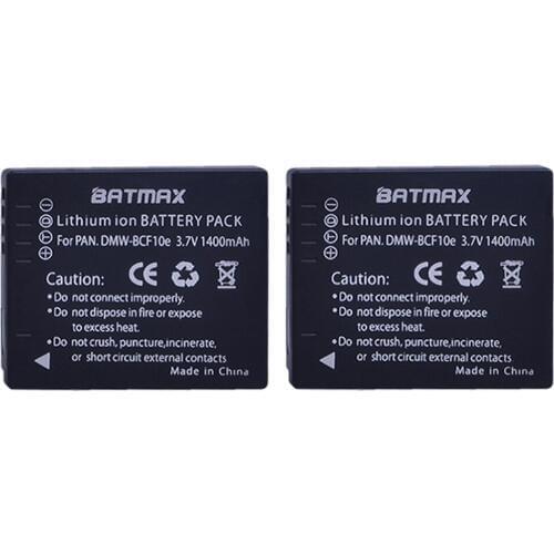 2Pc 1400mAh Battery for Panasonic Lumix CGA-S/106C CGA-S/106D CGA-S/106B DE-A59B DE-A60B DMW-BCF10E DMW BCF10E DMWBCF10E DMC-F2
