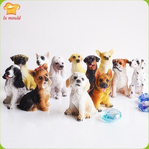 2019 hot 12 style dog silicone mould 3D boutique soap candle handmade mold