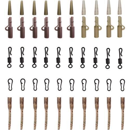 50pcs Carp fishing accessories Anti Tangle Sleeves Quick Change swivels safty lead clips Tail Rubber for carp tackle Rigs