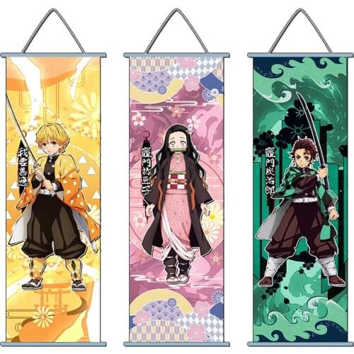 Anime Demon Slayer Prints Scroll Hanging Picture Toilet-Bound Hanako-kun Hippie Wall Picture Nordic Canvas Tanjirou Nezuko Decor