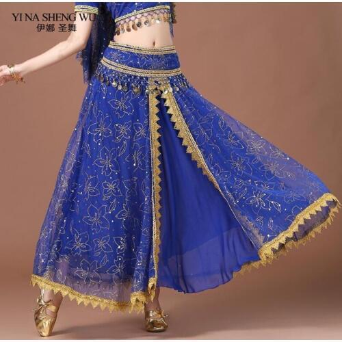 Bollywood Belly Dance Costume Skirt Indian Dance Sari Bellydance Skirt Women Chiffon Belly Dancing Accessories Skirt For Women