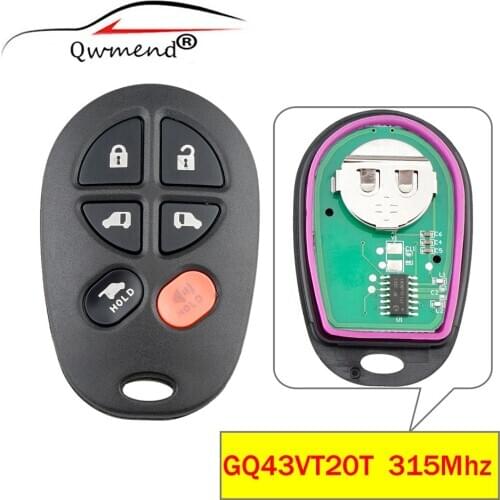 For Toyota Key Fob 6 Buttons 315Mhz Smart Car Key for Toyota Sienna 2004-2016 Toyota Sienna Car Remote Keyless Entry