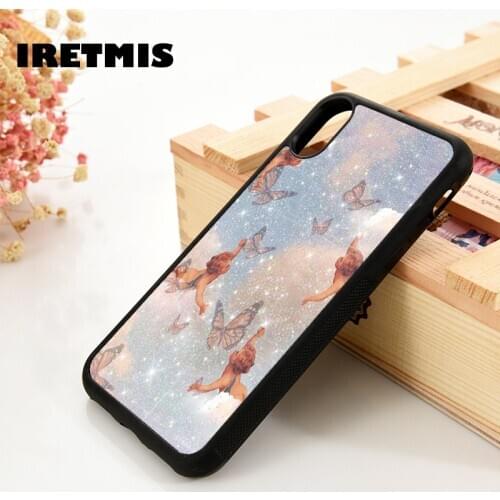 Iretmis 5 5S SE 6 6S TPU Silicone Phone Case Cover for iPhone 7 8 Plus X Xs 11 12 MINI Pro Max XR Angle Baby monarch butterfly