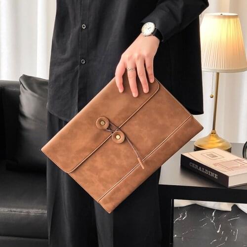 Business Men Envelope Clutch Bag Crazy Horse Leather Day Clutches Retro Fashion A4 Documents Hand Bags Purses Bolsas Hombre