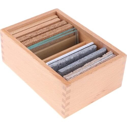 Kids Baby Montessori Toy Thermic Tablets Sensorial Board W/ Wooden Box-- 10 x 6 cm