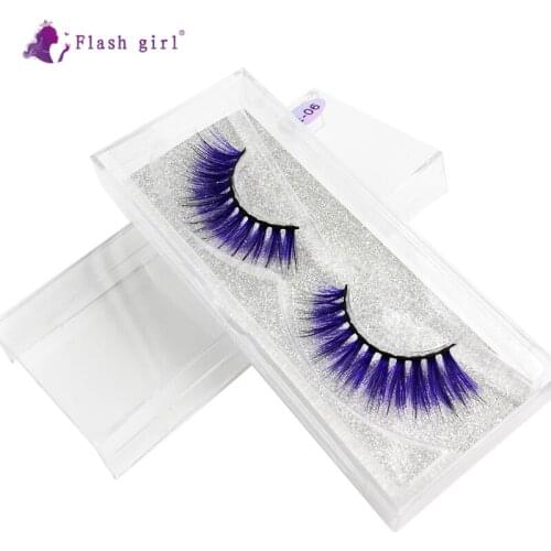 Flash Girl Professional E-06 Colorful Mink Eyelashes Natural Thick Full Srip Lashes Handmade Soft Fake Eyelash