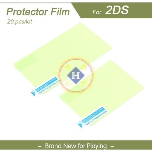 HOTHINK 20pcs/lot Clear Top+Bottom LCD Screen Protector Film Guard with cleaning cloth For Nintendo 2DS
