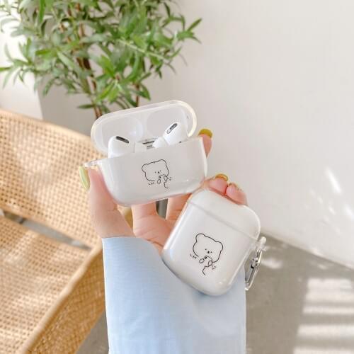 Ins Bear Transparent Wireless Earphone Charging Cover Bag for Apple AirPods 1 2 Pro Cases Bluetooth Box Headset Clear Protective