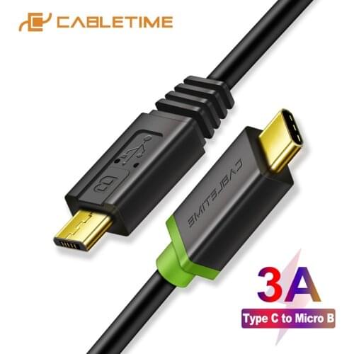 CABLETIME USB Type C to USB2.0 Micro Cable M/M for Camera Type C 3.1 to Micro B Date Fast Charging for New Apple Mac Book C003