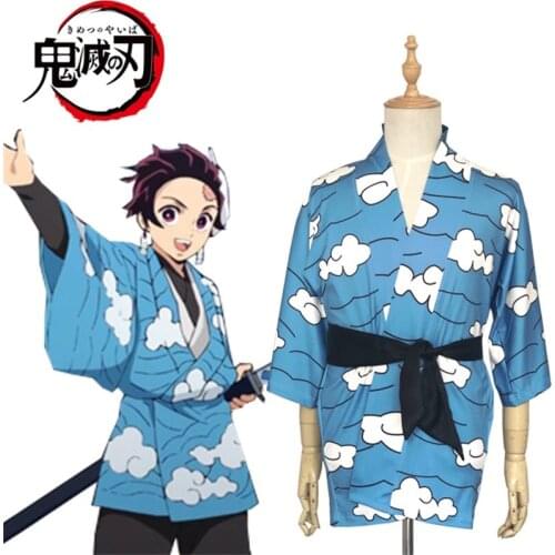 Japan Anime Demon Slayer: Kimetsu no Yaiba Kamado Tanjirou Urokodaki Sakonji Kimono Cosplay Costume Xmas Halloween Haori Coat