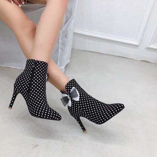 3cm small heel short boots fall / winter 2019 new versatile pointed thin boots fashion large size slim heels high heel boots chi