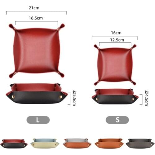Leather Valet Tray Organizer for Jewelry Snap Leather Catchall Bowl Accessories Storage Dump Tray for Bedside Travel EL