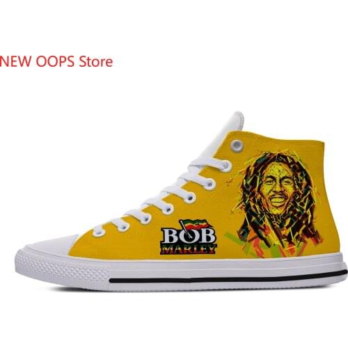 Legend Bob Marley Reggae music Novelty Design Lightweight High Top Canvas Shoes Men Women Casual Breathable Sneakers