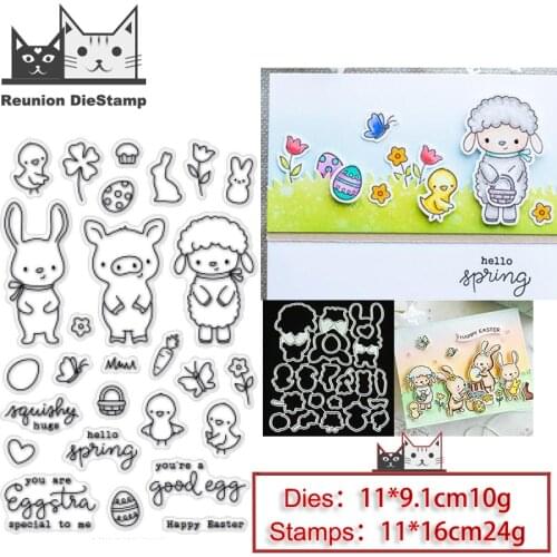 Reunion Rabbit Pig Sheep Metal Cutting Dies and Stamps Stencil for DIY Scrapbooking Photo Album Embossing Decorative 2021 New