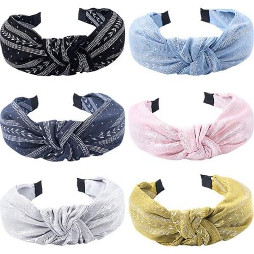 Fashion Bezel Fabric Headband Multicolor Lady Hair Accessories New Women Hairband Bowknot Wide Cross Knotted Head band Girl 2021