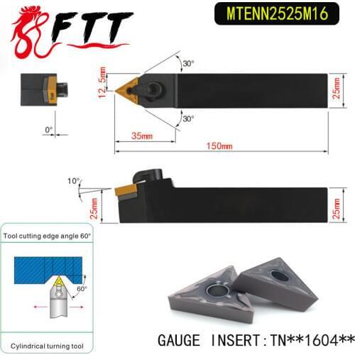MTENN2525M16 60 Degrees External Turning Tool Holder For TNMG160404 TNMG160408 Used on CNC Lathe Machine