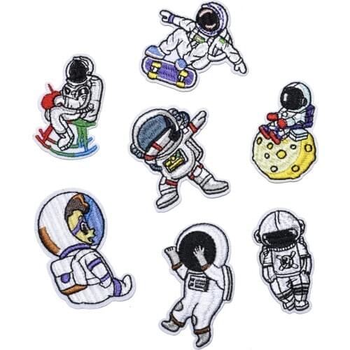 Space astronaut Patches for Clothing Iron on Embroidered Sew Applique Cute Patch Fabric Badge Garment DIY Apparel Accessories