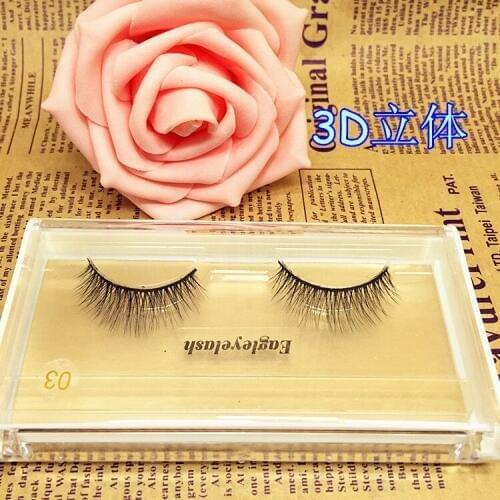2015 New 3D Fashion Bushy Cross Natural False Eyelashes Mink hair Handmade Eye Lashes 3D-F03 Free shipping