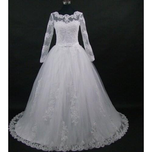 QQ Lover 2019 New See Through Back Appliques Vestido De Noiva Custom-made Lace Wedding Dress Bridal Gowns