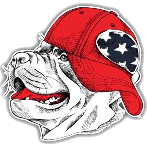 New Cartoon Staffordshire Bull Terrier Dog Head Cap Car Sticker Vinyl Auto Car Window Car Decals PVC 13cm*13cm