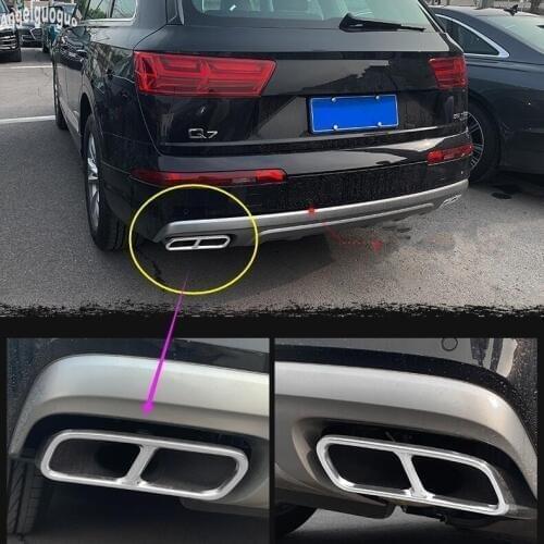 2 upgrade 4 holes Stainless steel For AUDI Q7 2016-19 4M Car Rear Exhaust Tail Pipe Cover Trim Muffler High Quality Accessories