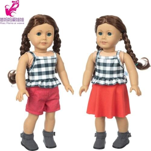 18" Girl Doll Clothes Black White Lattice Mini Skirt Reborn Baby Doll Short Pants Baby Girl Gifts