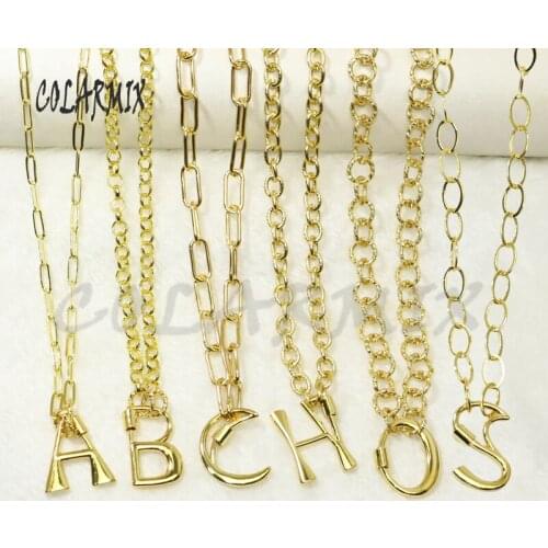 6Pcs Wholesale Metal letter pendant necklace alphabet pendant necklace High quality wholesale jewelry Chain necklace50475