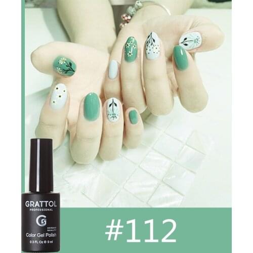 GRATTOL Professional Vernis Semi Permanent Primer Base Top Nail Polish 112# Green color Polish Art Hybrid Varnishes Gel