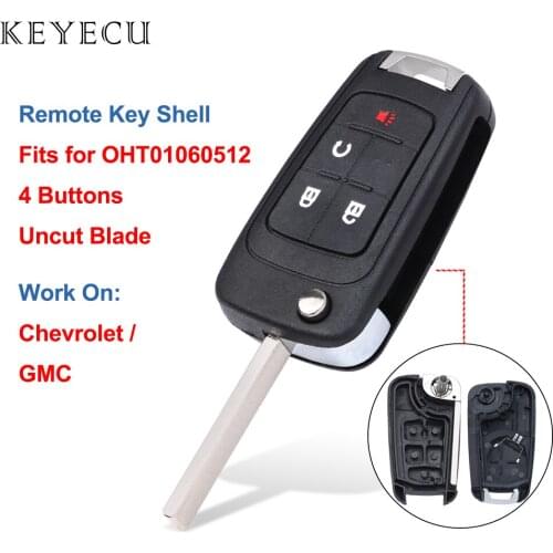 Keyecu Flip Remote Car Key Shell Case Cover 4 Buttons for GMC Terrain for Chevrolet Camaro Cruz Equinox Impala Malibu Trax Sonic