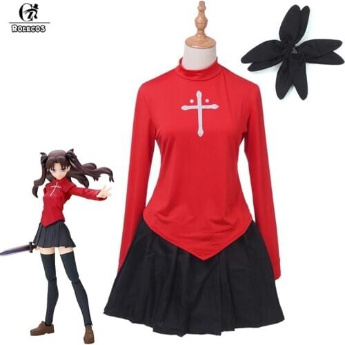 ROLECOS Tohsaka Rin Cosplay Costume Fate Stay Night Anime Cosplay Fate EXTRA Game Costume Rin Uniform Women FGO