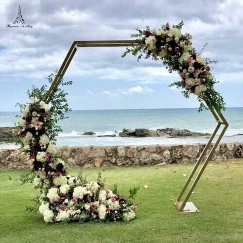 Romantic Wedding Gold Metal Wedding Flower Arch Metal Stand Without Flowers For Wedding Decoration
