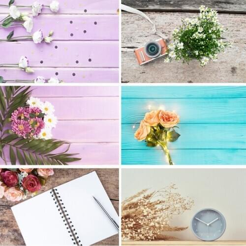 SHENGYONGBAO Art Fabric Photography Backdrops Flower and Wooden Planks Theme Photography Background 200212SU-006